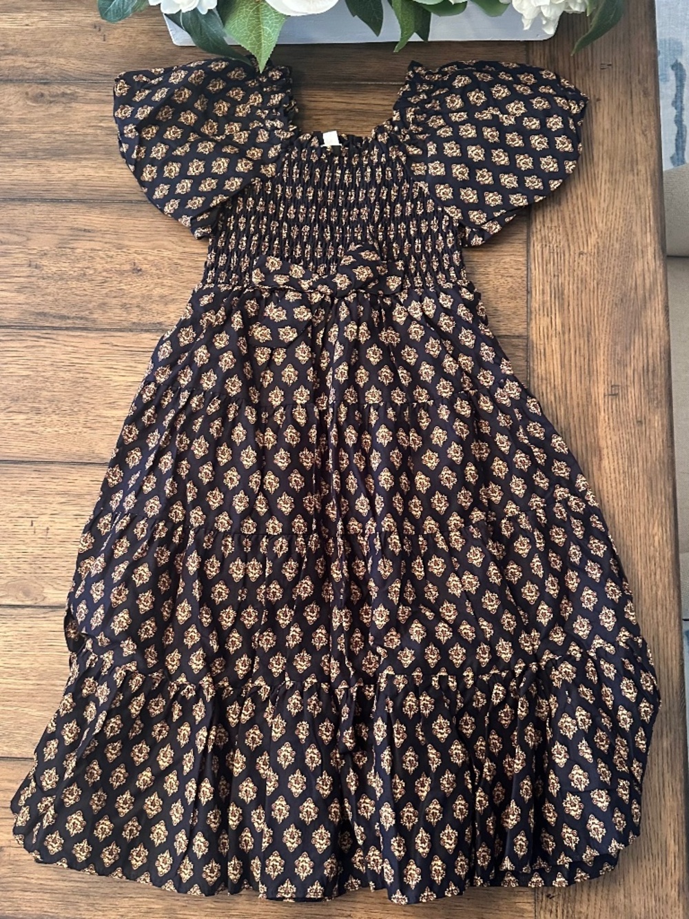 NWOT - A Loves A girl Block Print Smocked Dress - 6x